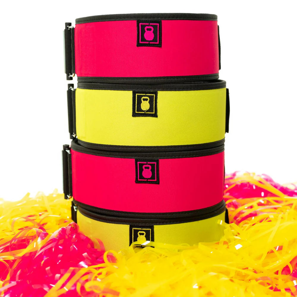 2Pood Voltage 4 Weightlifting Belt Yellow Neon