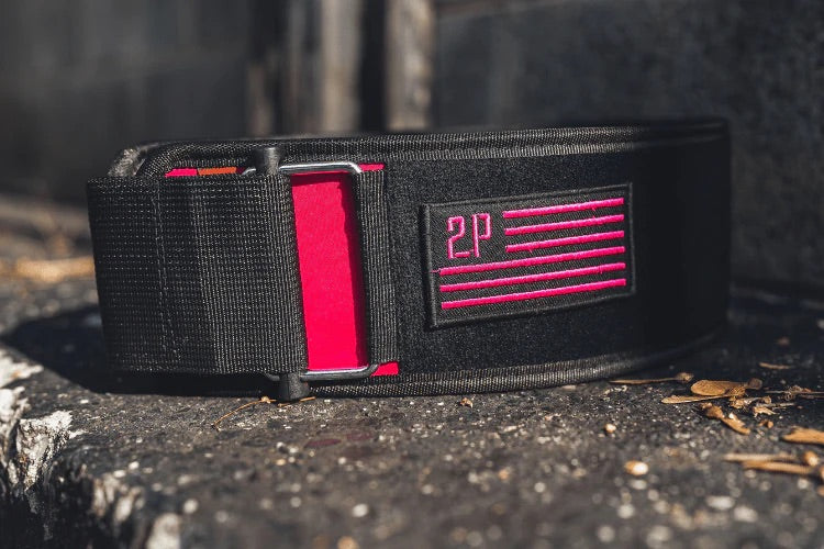 2Pood Weightlifting Belt Straight Pink Velcro Patch