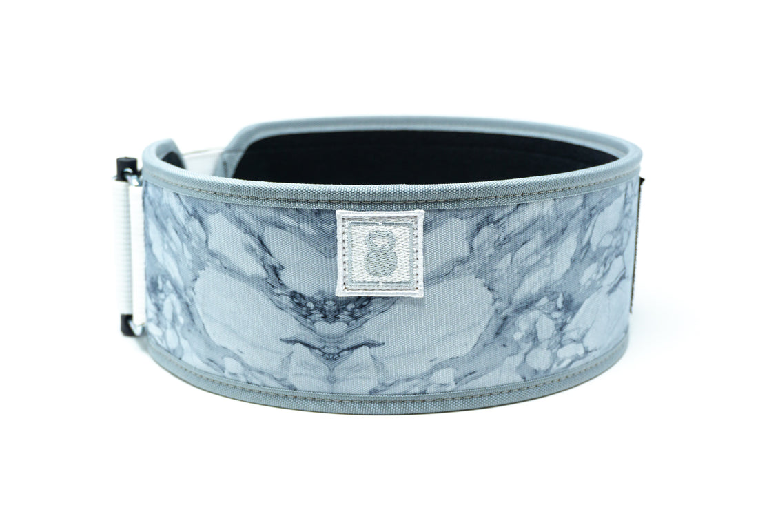 2Pood Marble White 4 Straight Weightlifting Belt