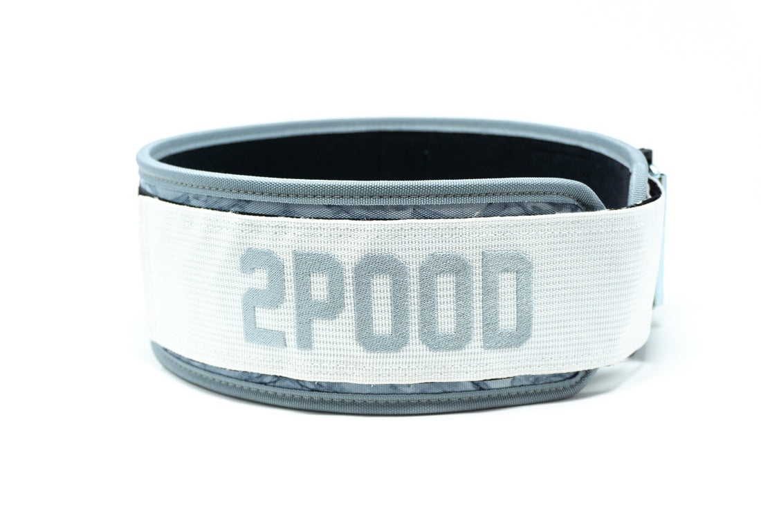 2Pood Marble White 4 Straight Weightlifting Belt