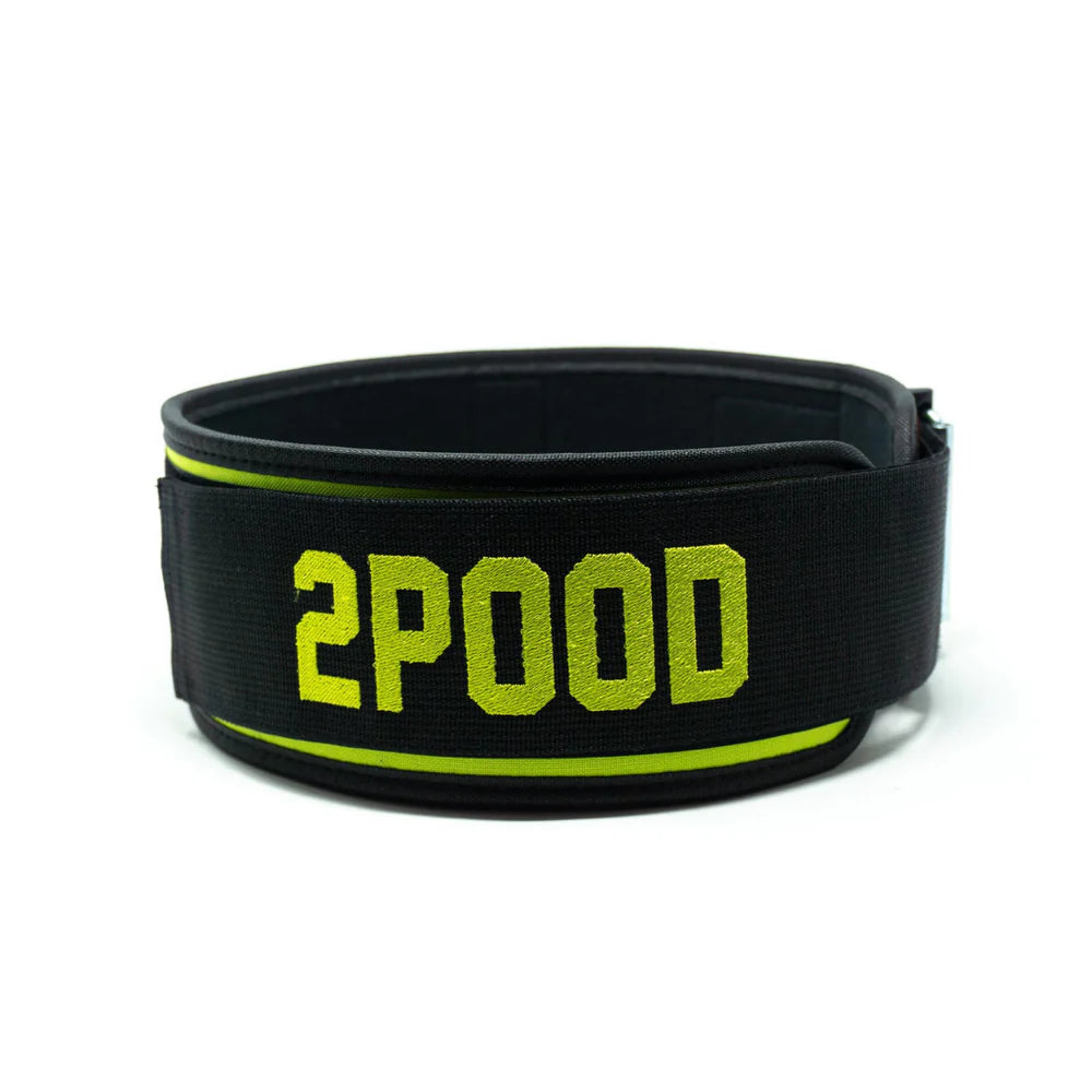2Pood Voltage 4 Weightlifting Belt Yellow Neon