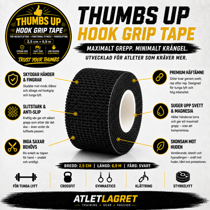 Thumbs Up Hook Grip Tape Thin - Black