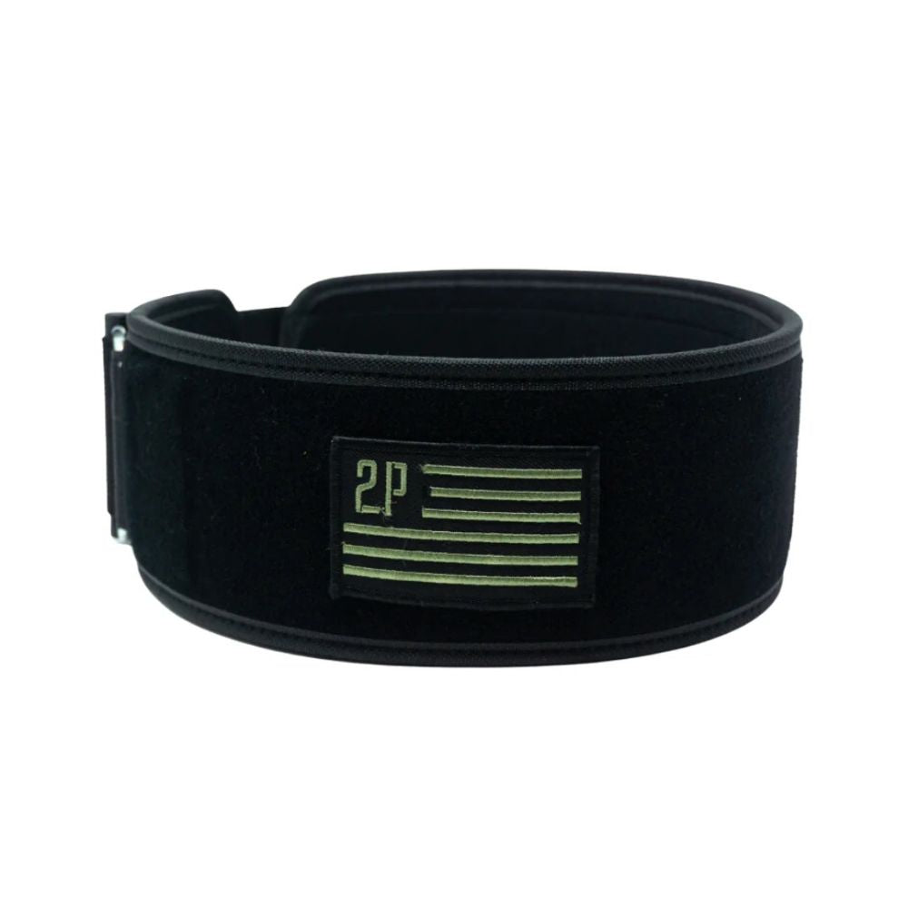 2Pood Weightlifting Belt Straight Green Velcro Patch