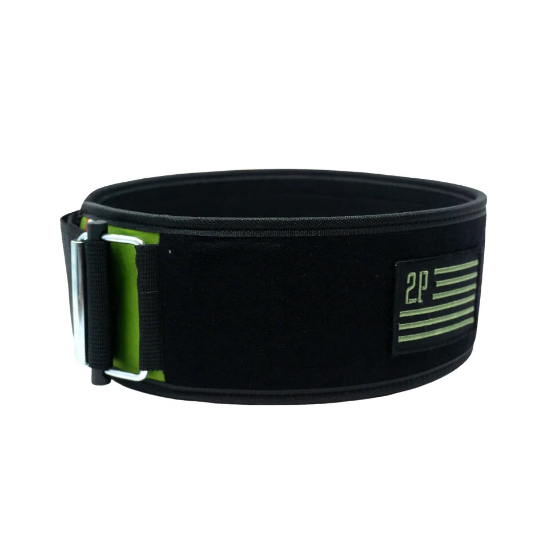 2Pood Weightlifting Belt Straight Green Velcro Patch