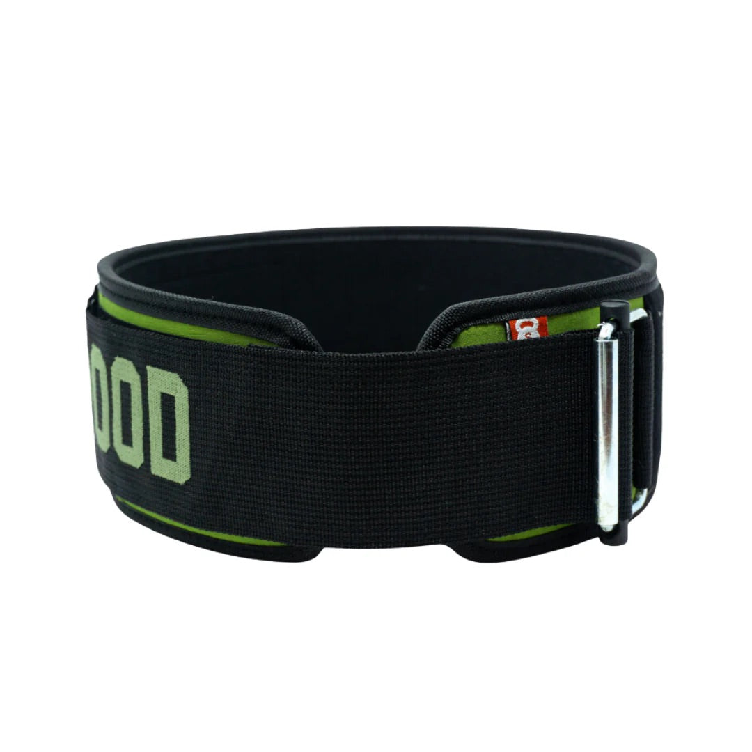 2Pood Weightlifting Belt Straight Green Velcro Patch